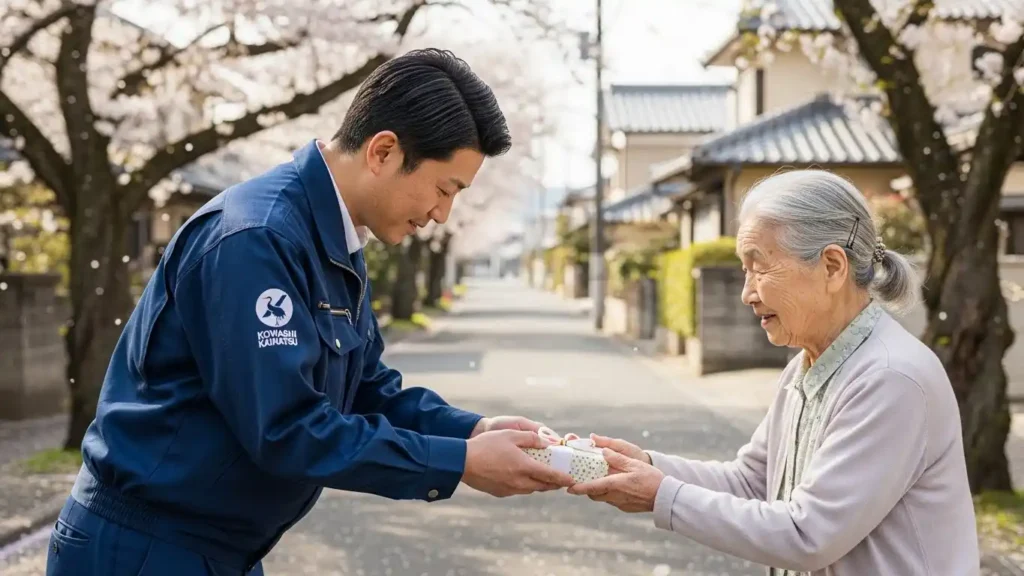 解体工事開始前の近隣住民への丁寧な挨拶回り