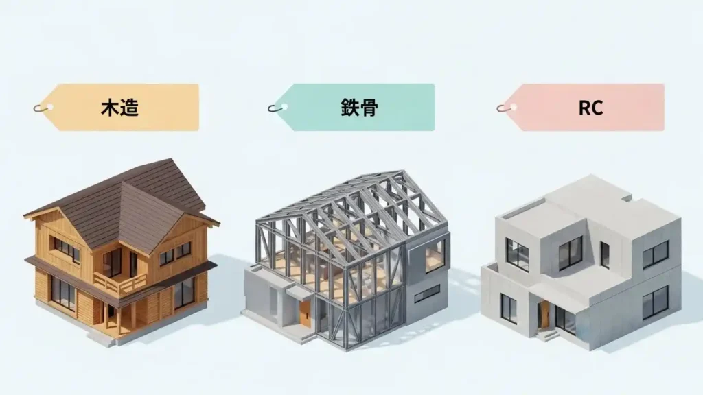 宇都宮市における木造・鉄骨・RC造の解体費用相場の比較図