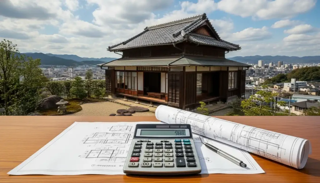 宇都宮市の街並みと解体費用の計算イメージ