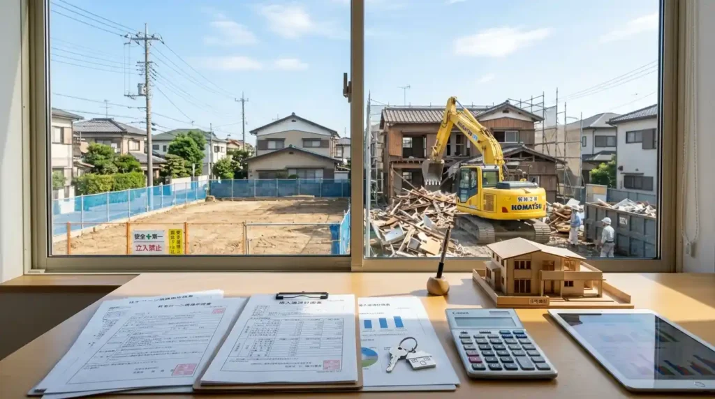 住宅ローンの借り換えと解体費用の資金計画・各種ローン審査をイメージした写真